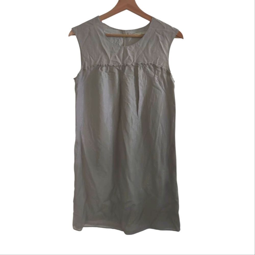 Cynthia Vincent Silk Gray Lurex Mini Dress